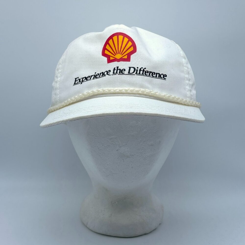 Vintage Shell Motor Oil Strapback Hat White Rope Sportcap GUC Fits Small